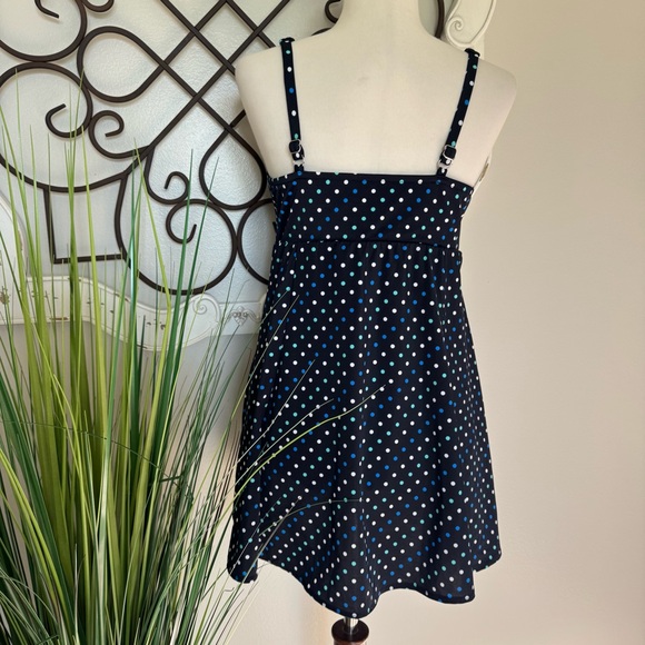 CROFT & BARROW Size 16 One Piece Swimsuit Swimdress with Polka Dot Print - Picture 4 of 7
